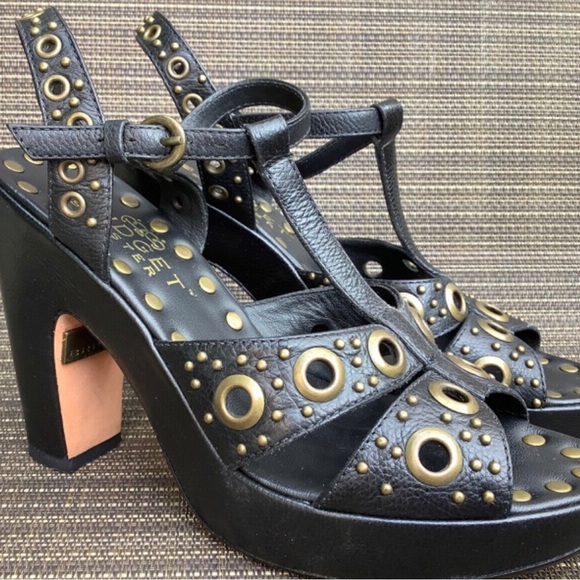 90s Bridget Shuster riveted studded platform heels sandals - Picture 2 of 10